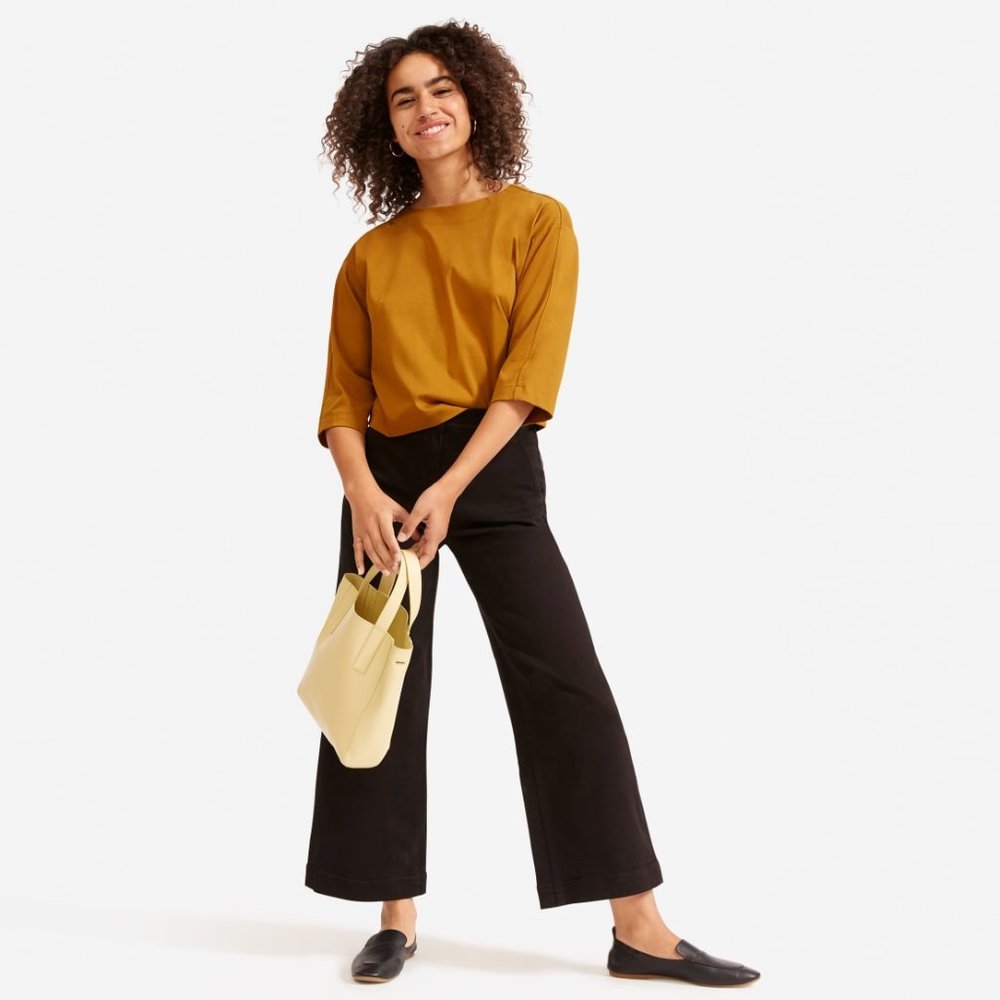 Everlane Wmns Wide Leg Crop Pant - BLACK SIZE 8